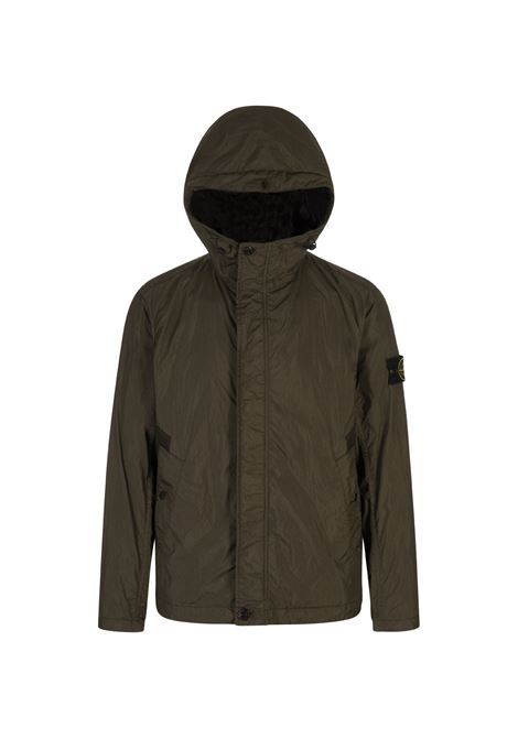 Giacca Con Cappuccio Verde Militare In CRINKLE REPS R-NY STONE ISLAND | K1S154100092-S0A23V0054